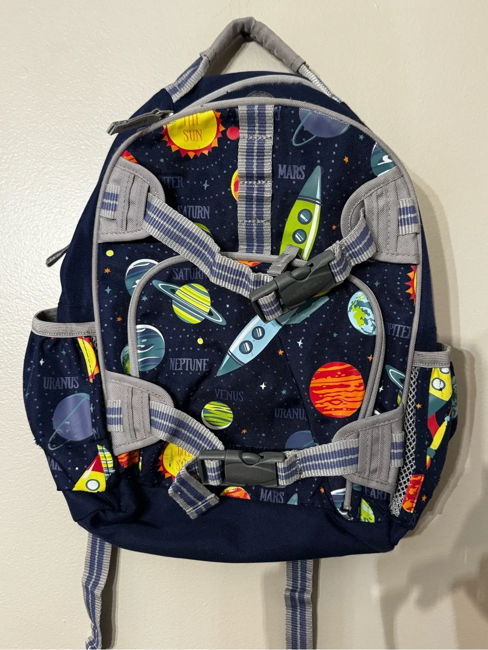 Pottery Barn Kids Mackenzie Small Backpack Navy Solar System Planets Rocket Ship